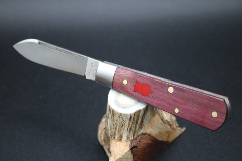 Cooper Cutlery Dollar Knife Blood Wood with RED Shield