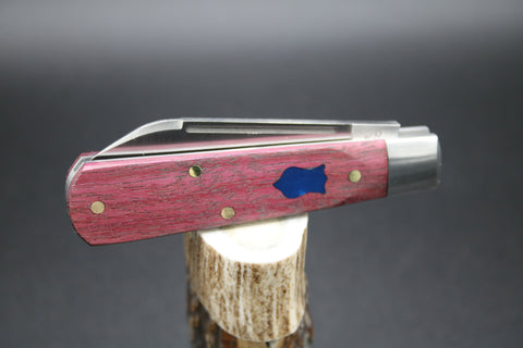 Cooper Cutlery Dollar Knife Blood Wood with Blue Shield
