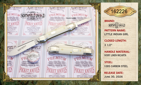 GEC # 162226 Northfield Little Indian Girl Canoe Ivory Linen Micarta