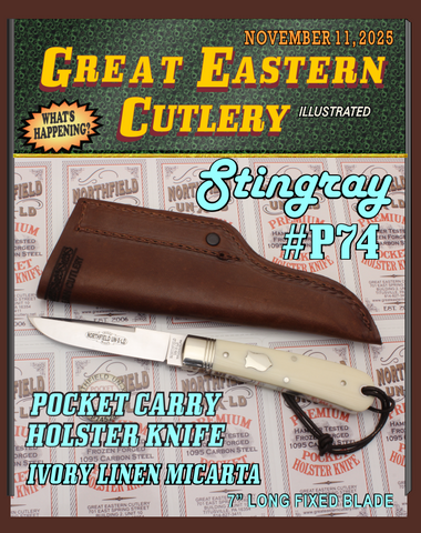Great Eastern Cutlery P74525 Northfield Stingray Ivory Linen Micarta Fixed Blade.