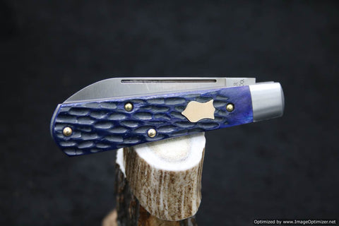 Cooper Cutlery Dollar Knife Company Blue Jigged Bone With Mammoth Shield