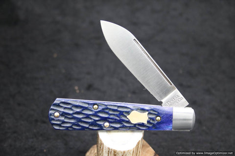 Cooper Cutlery Dollar Knife Company Blue Jigged Bone With Mammoth Shield