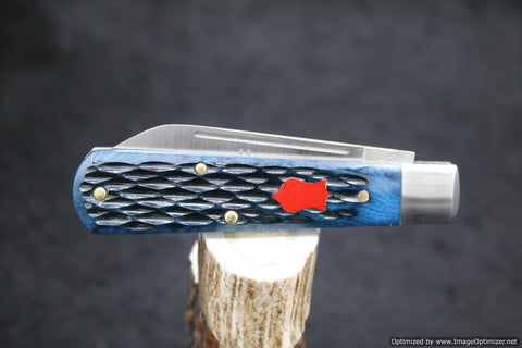 Cooper Cutlery Dollar Knife BJB RS, Blue Jigged Bone With RED Shield