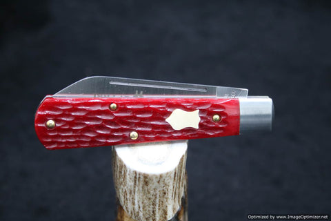 Cooper Cutlery Dollar Knife Red Jig Bone, Mammoth Shield