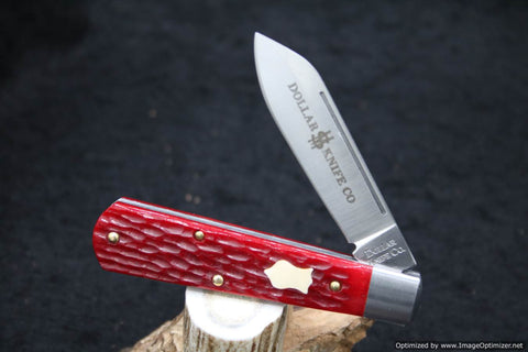 Cooper Cutlery Dollar Knife Red Jig Bone, Mammoth Shield