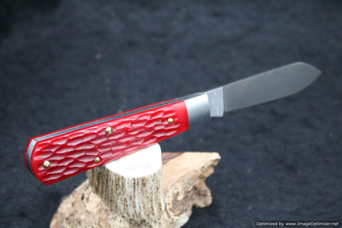 Cooper Cutlery Dollar Knife Red Jig Bone, Mammoth Shield