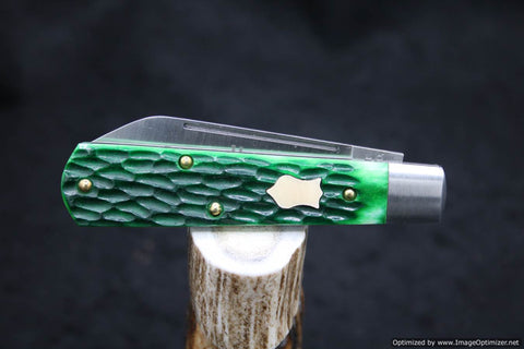 Cooper Cutlery Dollar Knife Green Jig Bone, Mammoth Shield