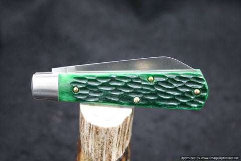 Cooper Cutlery Dollar Knife Green Jig Bone, Mammoth Shield