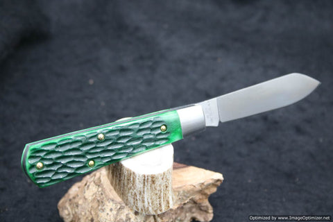 Cooper Cutlery Dollar Knife Green Jig Bone, Mammoth Shield