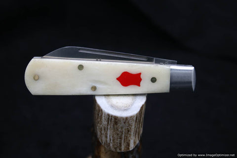 Cooper Cutlery Dollar Knife Company Natural White Bone Red Shield