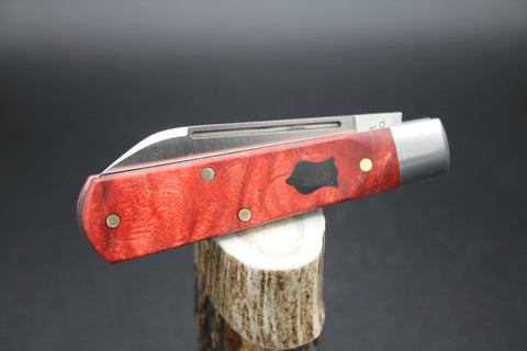 Cooper Cutlery Dollar Knife RBM BLS Red Burl Maple With Black Shield
