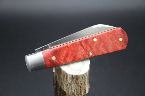 Cooper Cutlery Dollar Knife RBM BLS Red Burl Maple With Black Shield