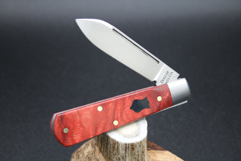 Cooper Cutlery Dollar Knife RBM BLS Red Burl Maple With Black Shield