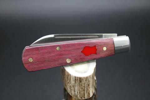 Cooper Cutlery Dollar Knife Blood Wood with RED Shield