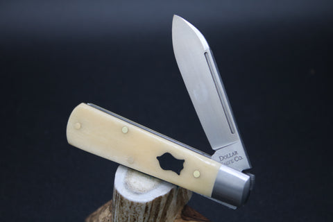 Cooper Cutlery Dollar Knife Company Natural White Bone Black Shield