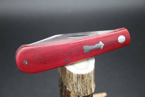 Todd Davison # 2741 Red Canvas Micarta Shadow Pattern.