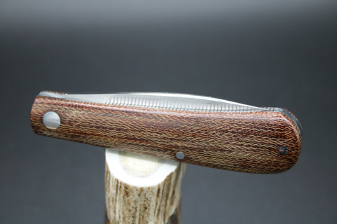 Todd Davison #2765 Shadow Pattern Cross Cut Micarta. Up Graded Coined Edges.