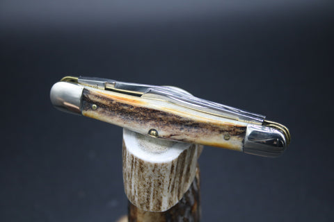 Case Classic 53083 Stag Split Backspring Whittler Factory Sample.