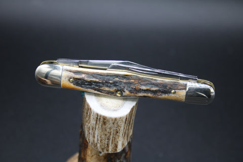 Case Classic 53083 Stag Split Backspring Whittler Factory Sample.