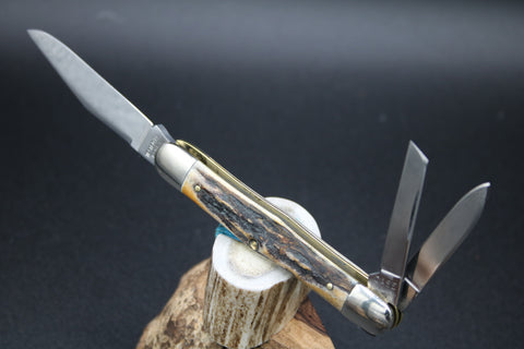 Case Classic 53083 Stag Split Backspring Whittler Factory Sample.