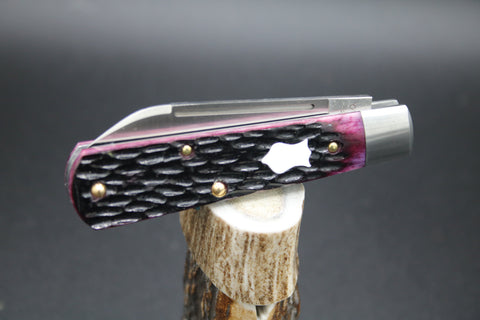 Cooper Cutlery Dollar Knife Purple Jigged Bone With White Shield