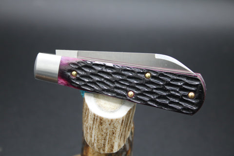 Cooper Cutlery Dollar Knife Purple Jigged Bone With White Shield