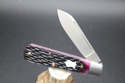 Cooper Cutlery Dollar Knife Purple Jigged Bone With White Shield