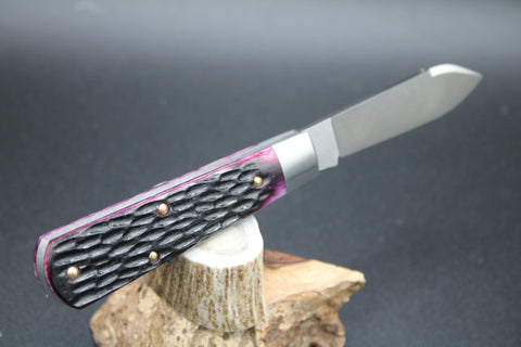 Cooper Cutlery Dollar Knife Purple Jigged Bone With White Shield