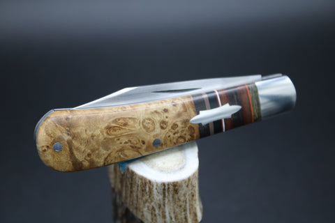 Todd Davison # 2813 Gorgeous Box Elder Burl Striper Knife