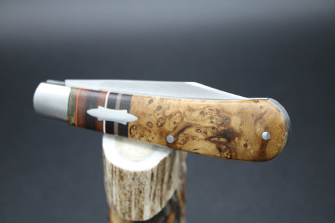 Todd Davison # 2813 Gorgeous Box Elder Burl Striper Knife
