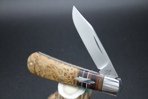 Todd Davison # 2813 Gorgeous Box Elder Burl Striper Knife