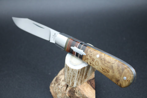 Todd Davison # 2813 Gorgeous Box Elder Burl Striper Knife