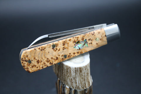Cooper Cutlery Spalted Maple with Abalone Shield Dollar Knife
