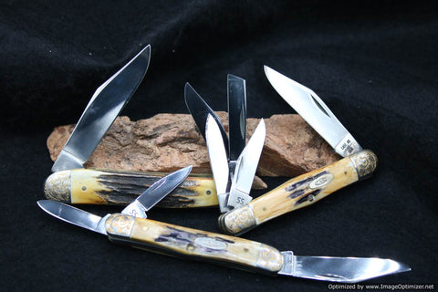 Case Knives (Vintage) Case XX  6 Dot  5380, 5207, 52033 Beautiful Stag Case Display. #9