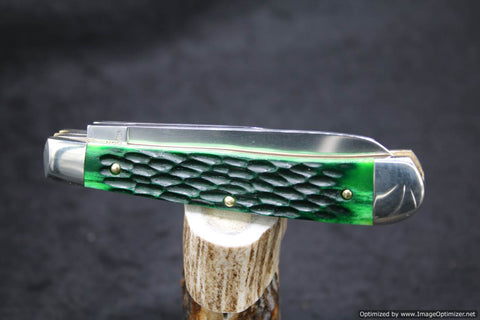 Cooper Cutlery Battle Axe Brand #5219 Green Jigged Bone Trapper. 100 Made!