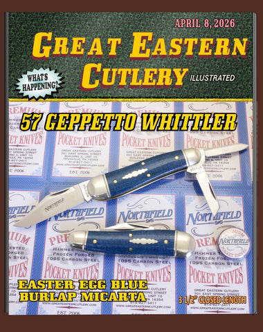 Great Eastern #571326 Northfield Geppetto Whittler Egg Blue Burlap Micarta