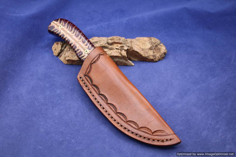 Jim Craig Exotic Red Pinecone Handled Fixed Blade.