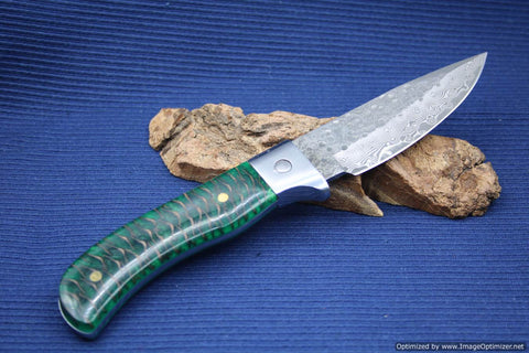 Jim Craig Exotic Green Pine Cone Handled Fixed Blade. #1844