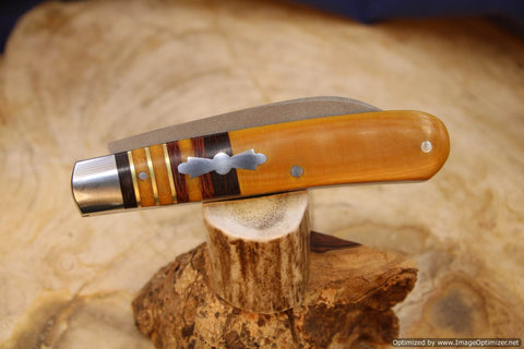 Todd Davison Custom Natural Linen Micarta Swayback Striper. #2243