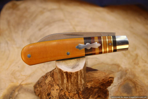 Todd Davison Custom Natural Linen Micarta Swayback Striper. #2243