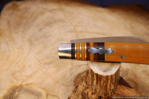 Todd Davison Custom Natural Linen Micarta Swayback Striper. #2243