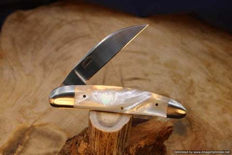 Joe Kious Rare Genuine White Pearl Swayback Gentlemen's Knife.
