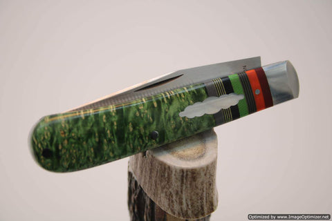 Todd Davison Custom Green and Black Box Elder Striper Folder. #2166
