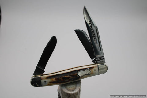 Blue Grass Cutlery Winchester 35027 Hour Glass Shield Stag Stockman.