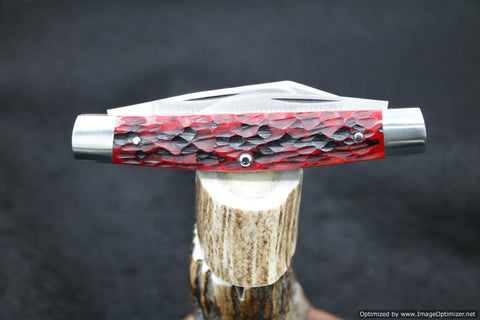 Todd Davison Custom Red Jigged Bone Stockman #1451.--A VERY RARE 3 BLADE!!!